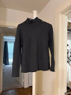 J. Crew Charcoal Ribbed Mock Neck Sweater